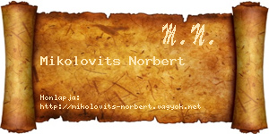 Mikolovits Norbert névjegykártya